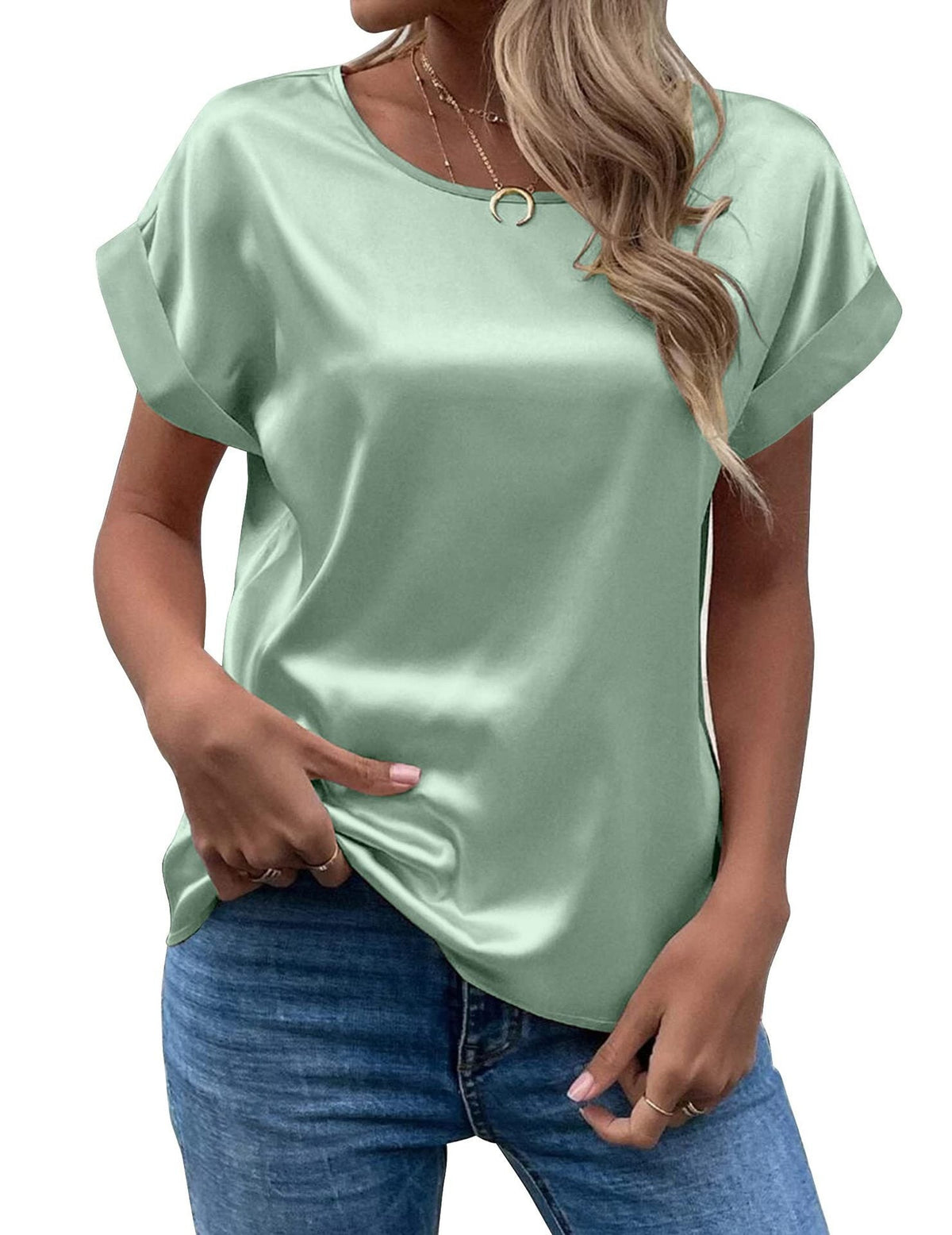 Women's Satin Top with Dolman Sleeves