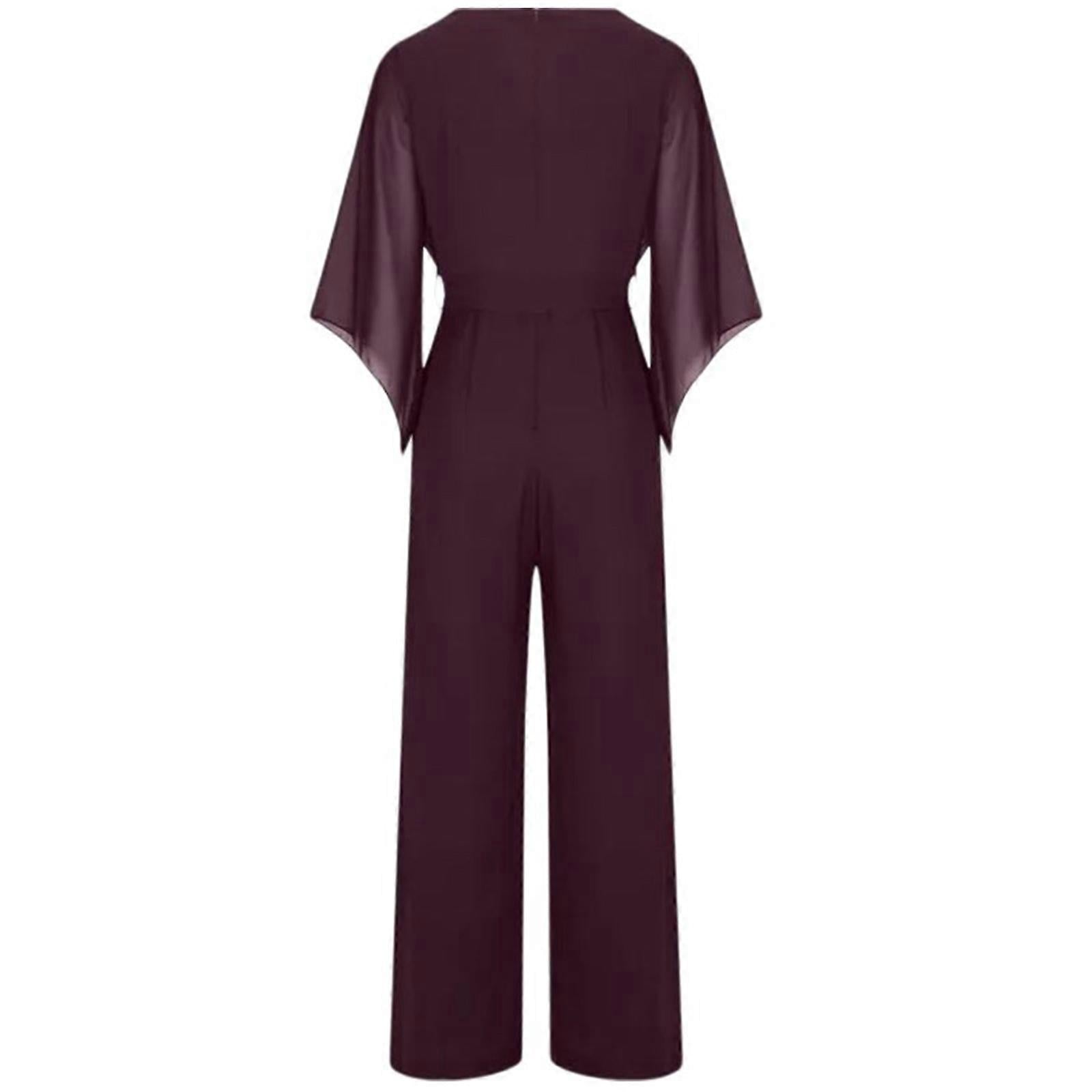 Women's Chiffon Sleeve Wide Leg Wedding Guest Jumpsuit