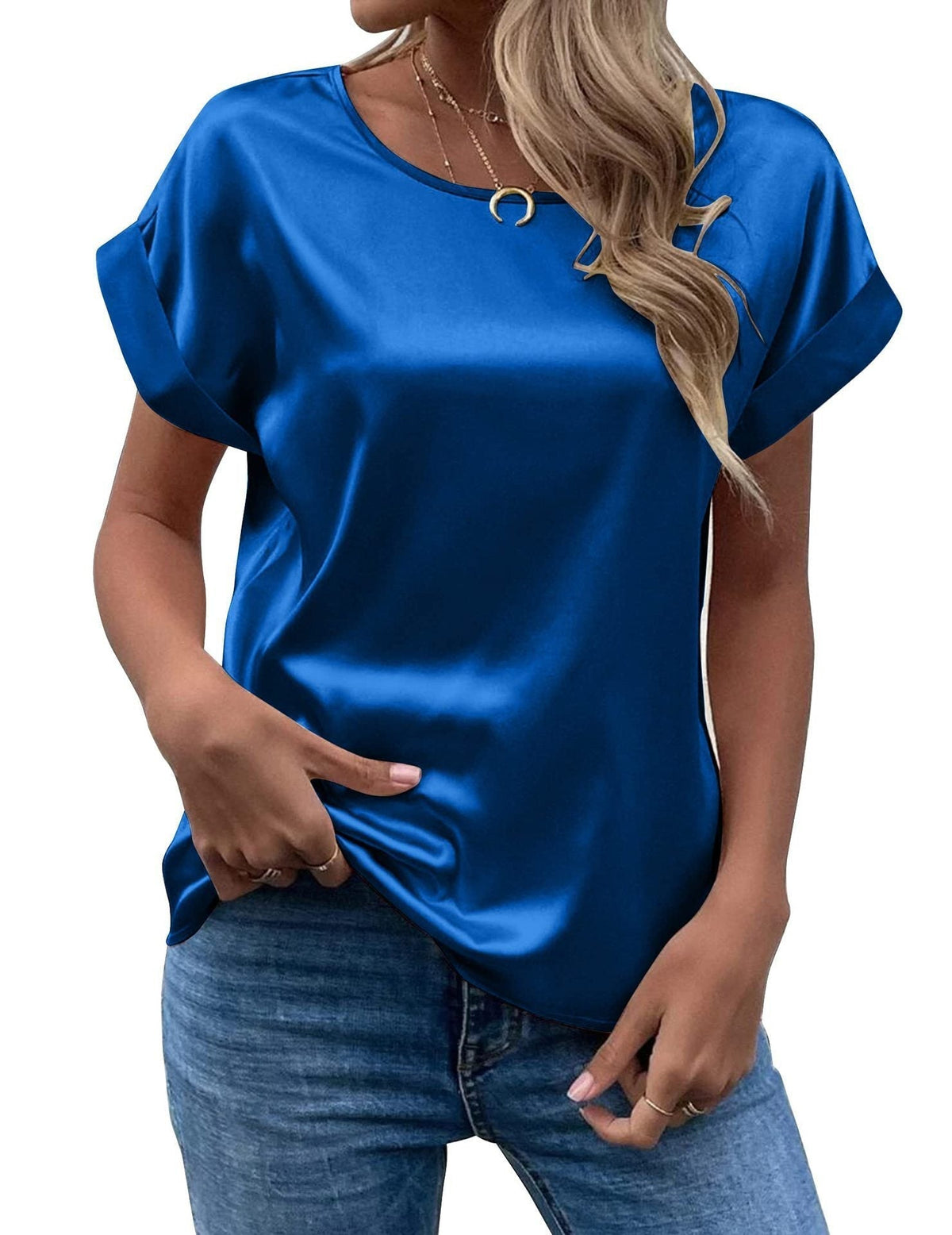Women's Satin Top with Dolman Sleeves
