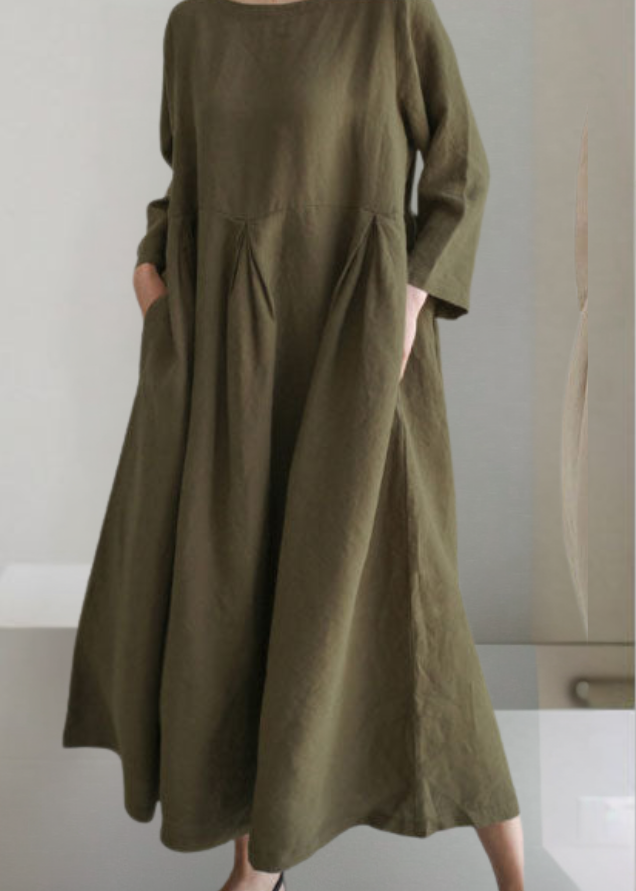 Women's Loose Maxi Dress with Three-Quarter Sleeves