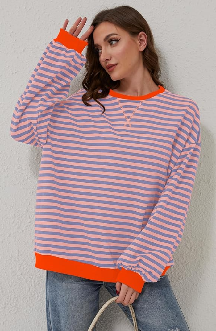 Pulover Confortabil Oversized cu Dungi