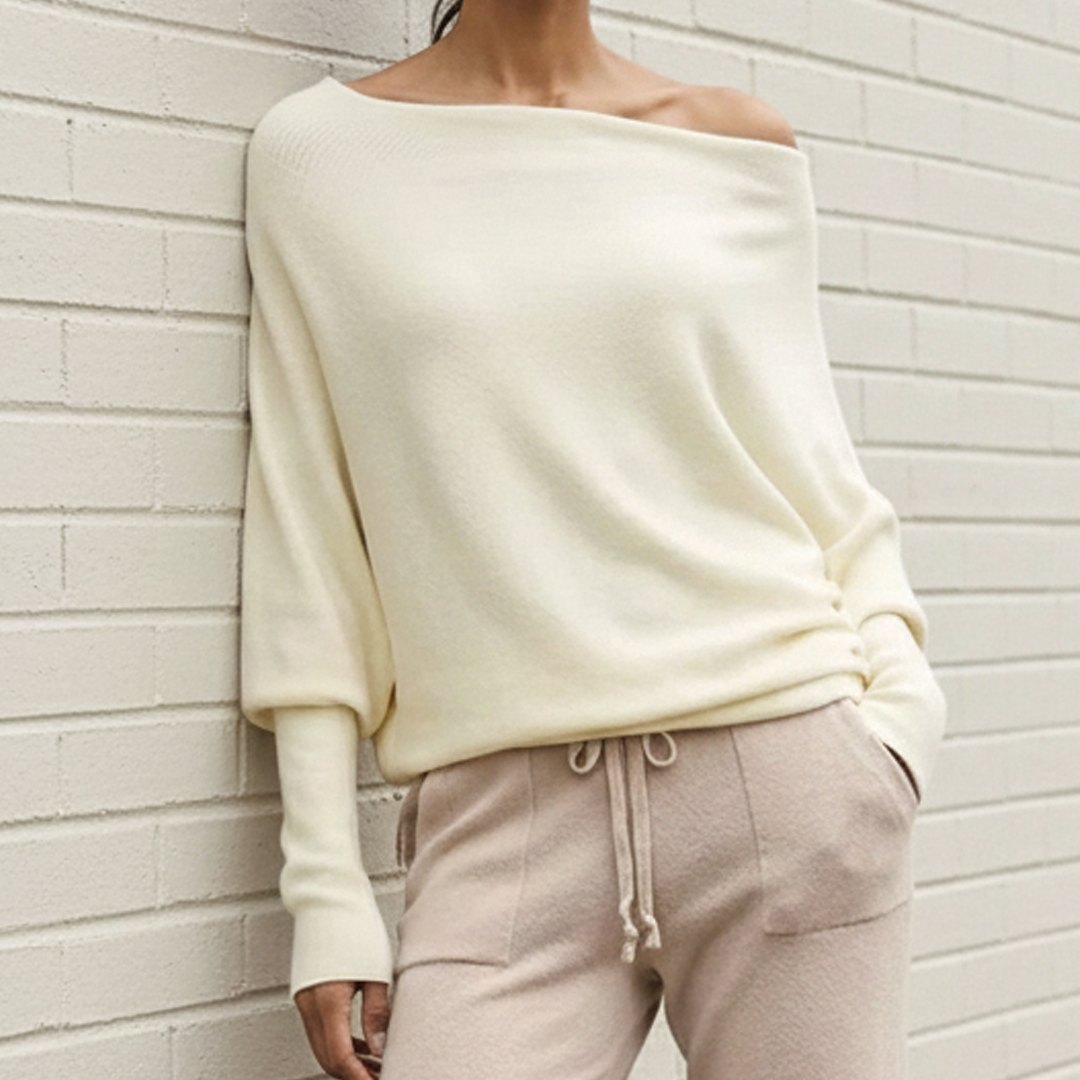 Women's Loose Knit Sweater with Dropped Shoulders