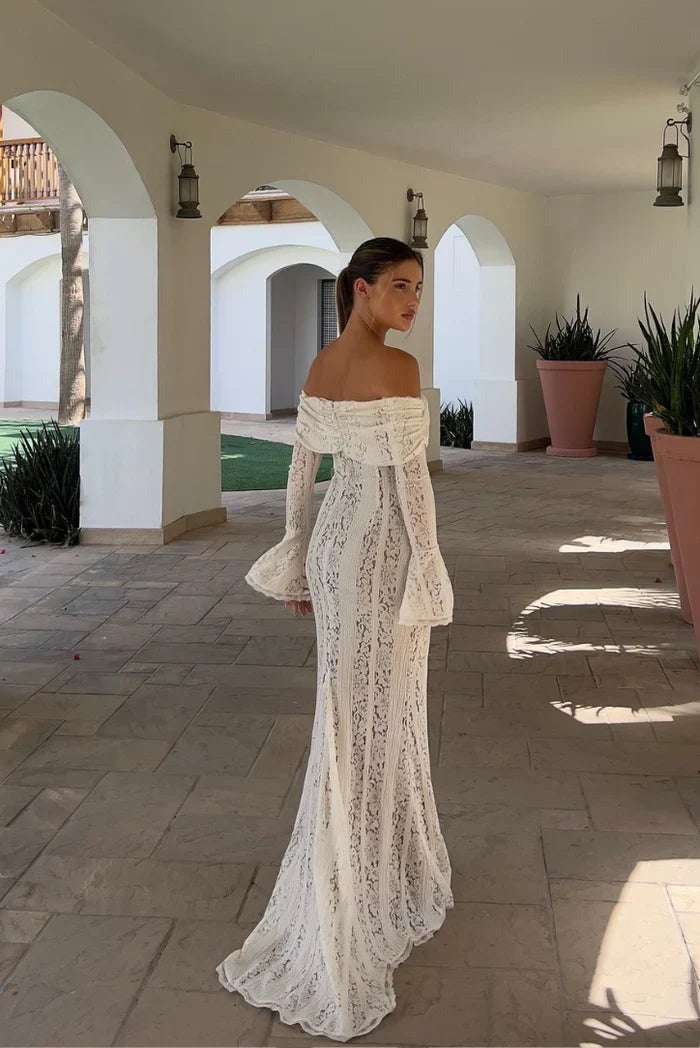 Women's Georgetta Elegant Lace Off Shoulder Maxi Dress - photo 5