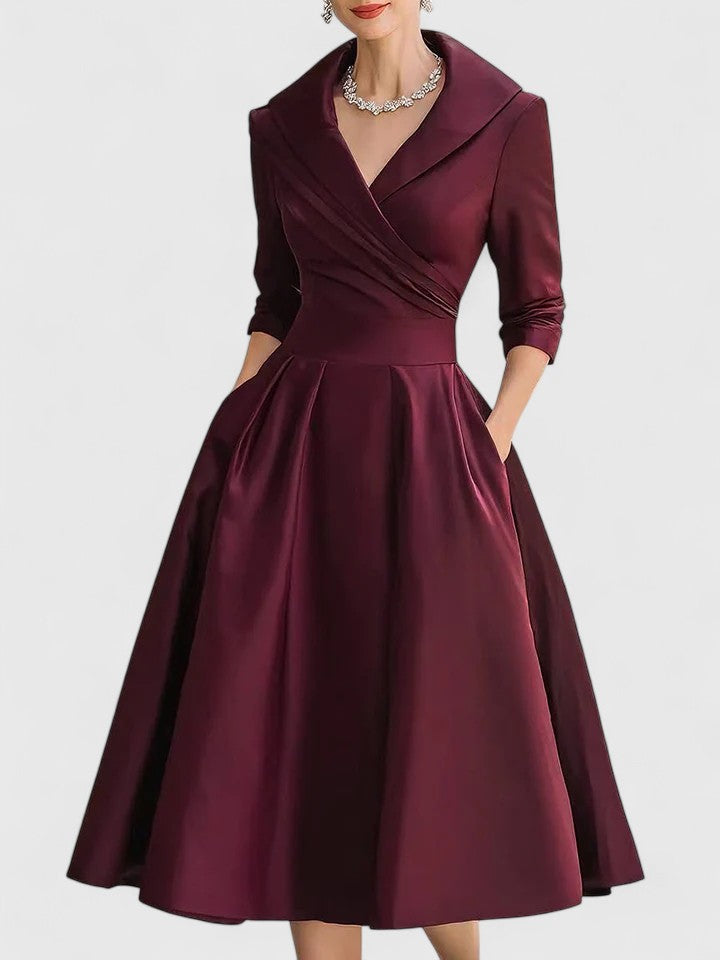 Keziah - Women's Midi Dress with Defined Waist