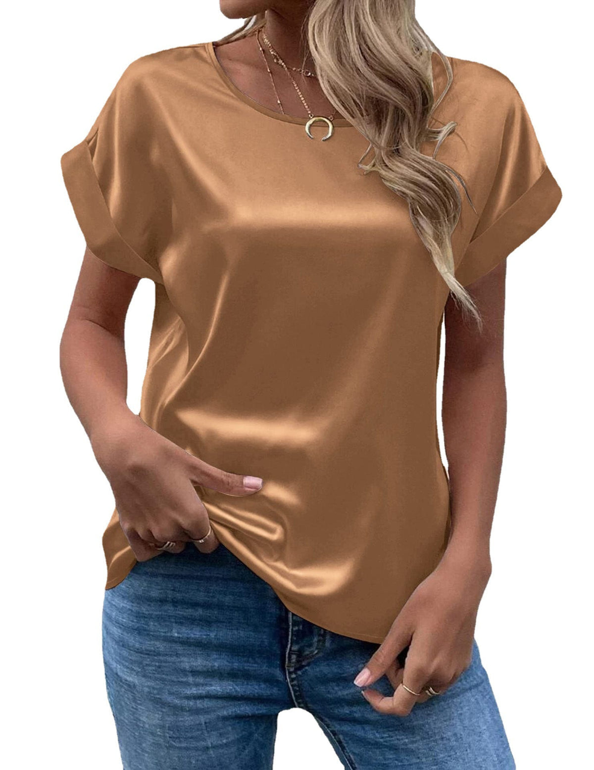 Women's Satin Top with Dolman Sleeves
