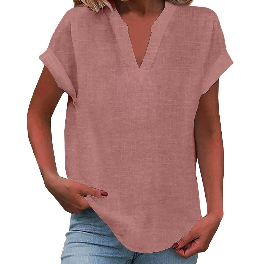 Women's V-Neck Loose Fit Summer Blouse for Everyday Wear - photo 2