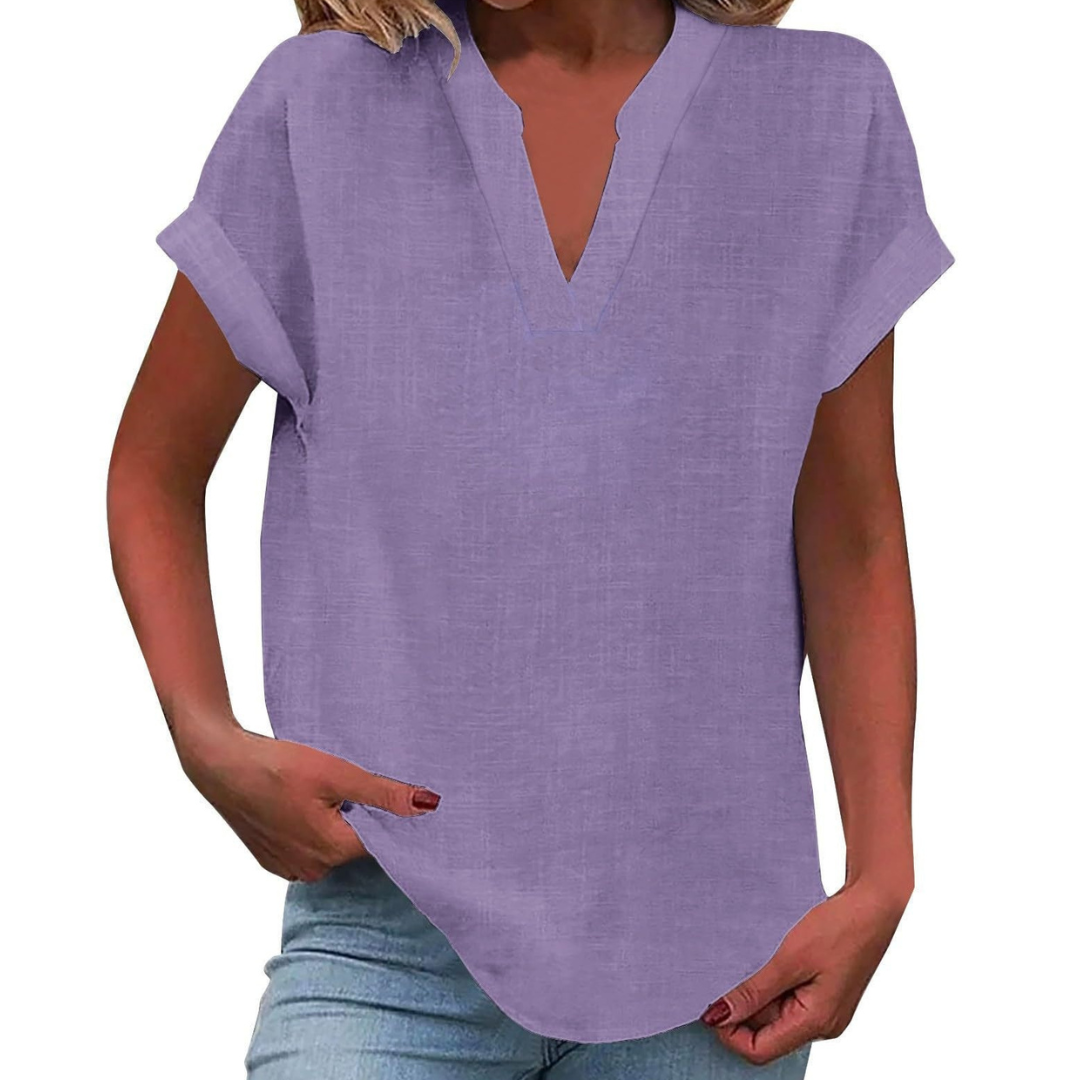 Women's V-Neck Loose Fit Summer Blouse for Everyday Wear - photo 1