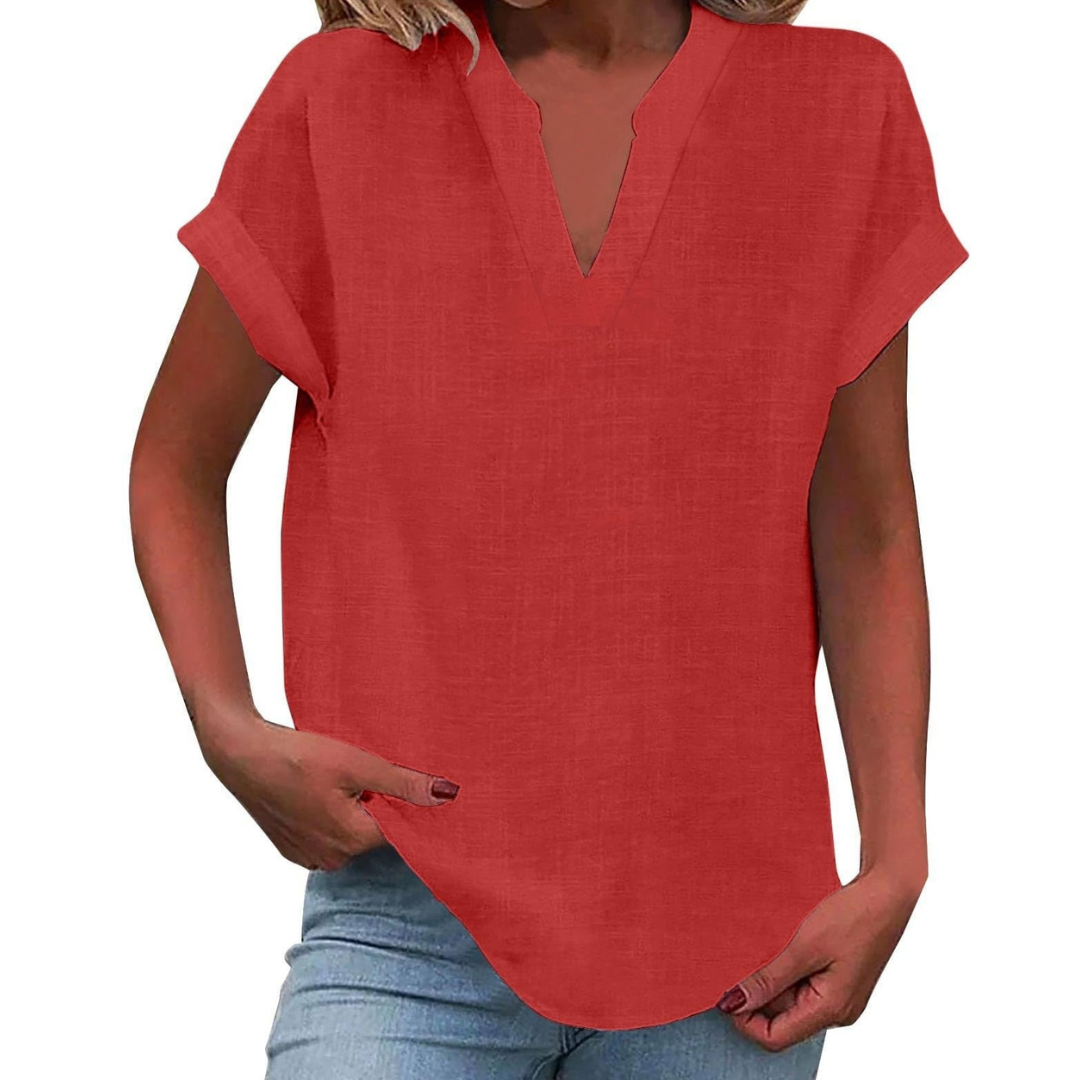 Women's V-Neck Loose Fit Summer Blouse for Everyday Wear - photo 4