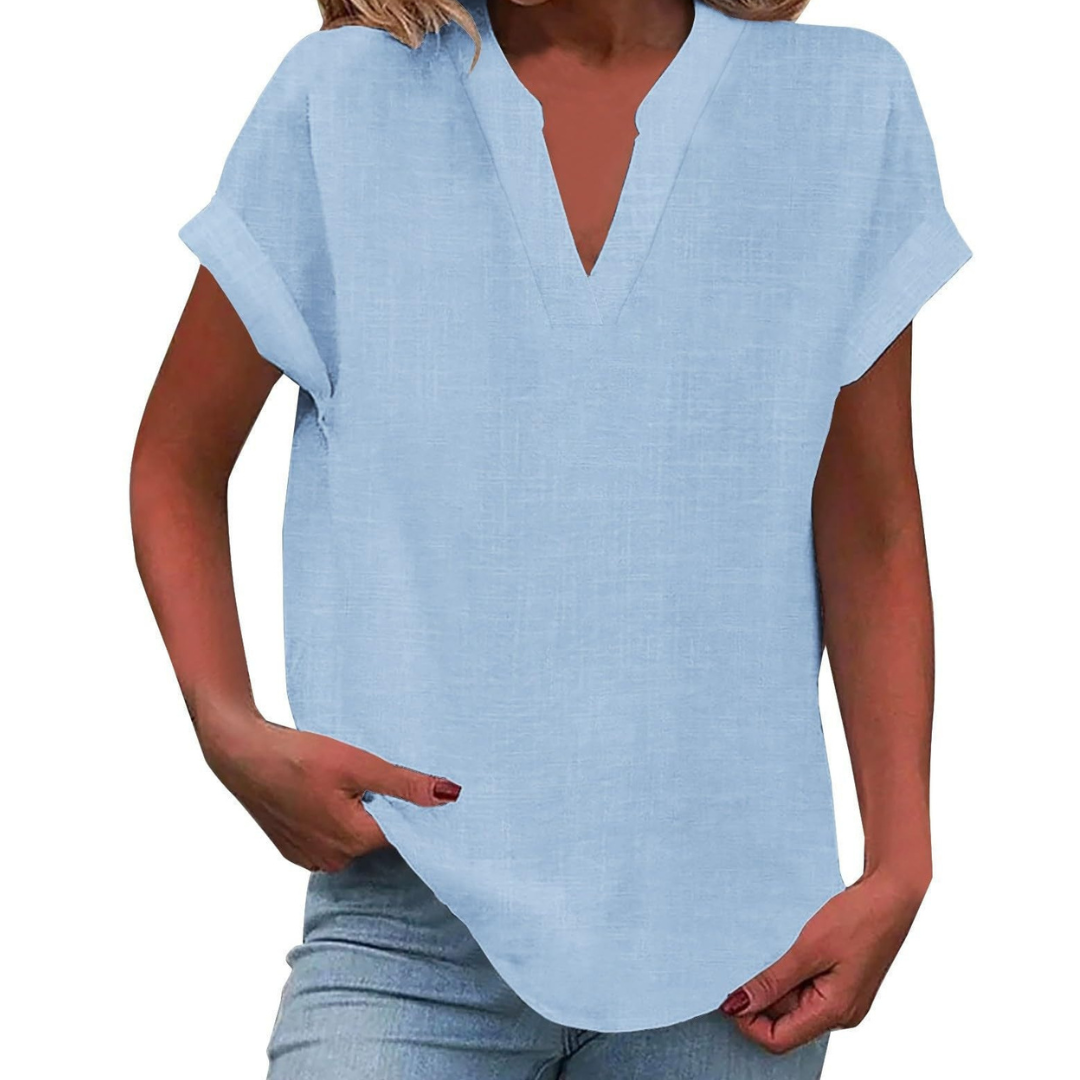 Women's V-Neck Loose Fit Summer Blouse for Everyday Wear - photo 3