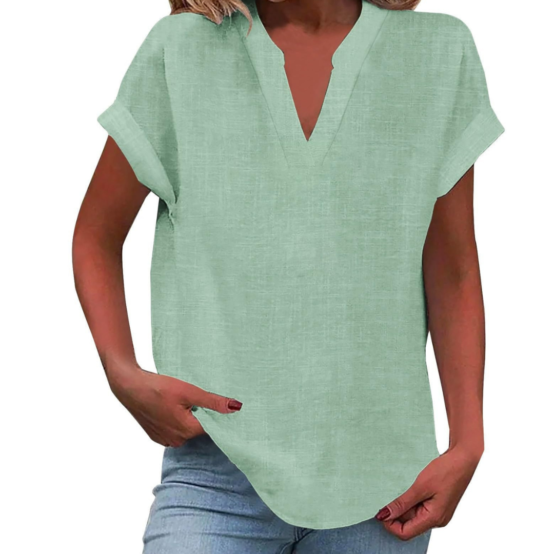 Women's V-Neck Loose Fit Summer Blouse for Everyday Wear - photo 6