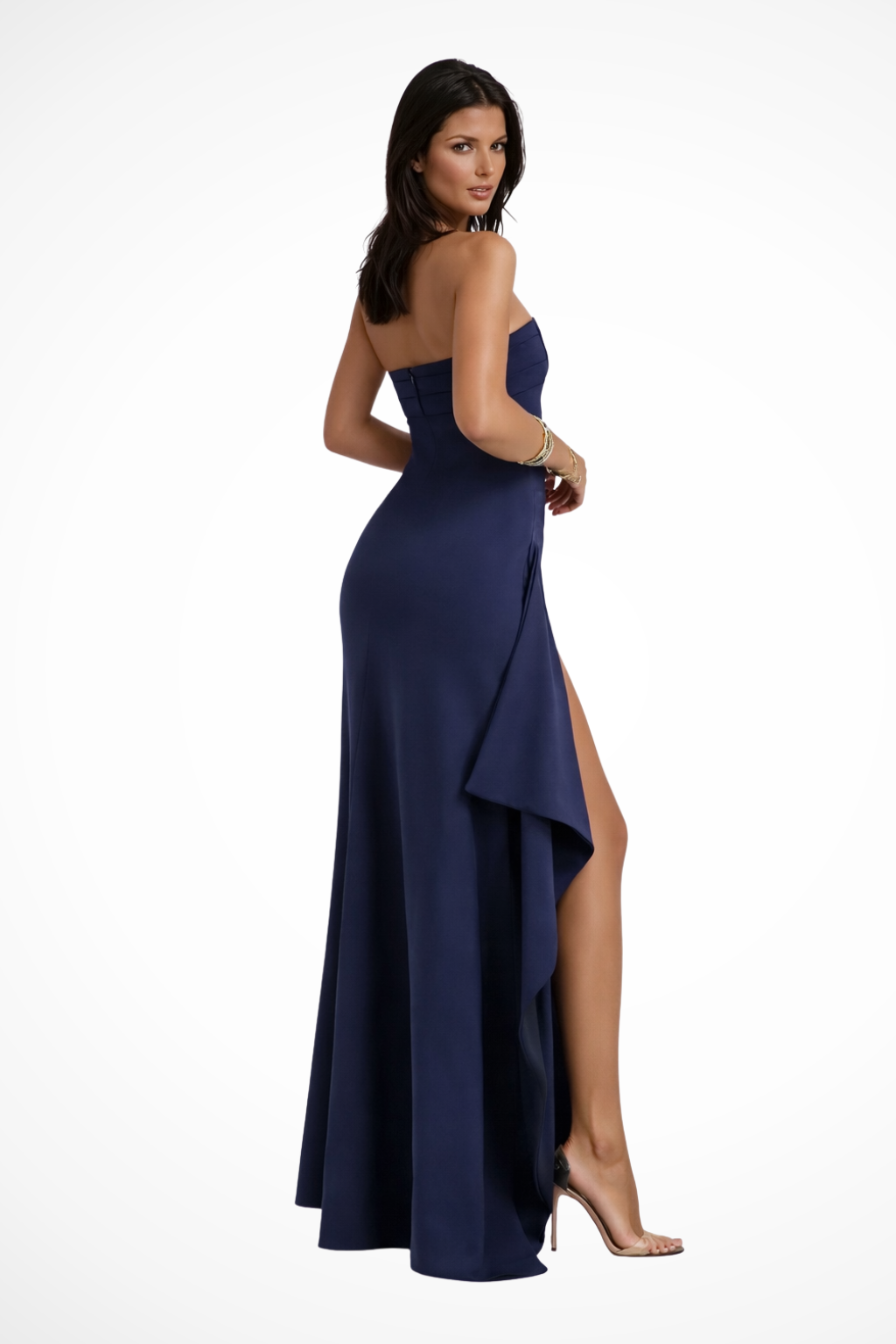 Women's Slit Wedding Guest Maxi Dress with Flattering Drape