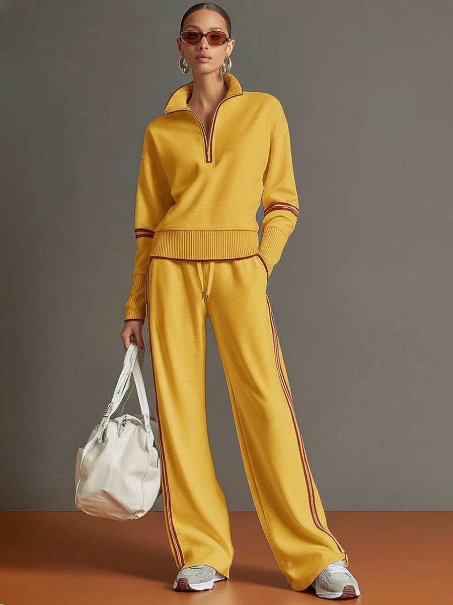 Women's Half-Zip Sweatshirt & Wide-Leg Trouser Co-Ord Set - photo 10