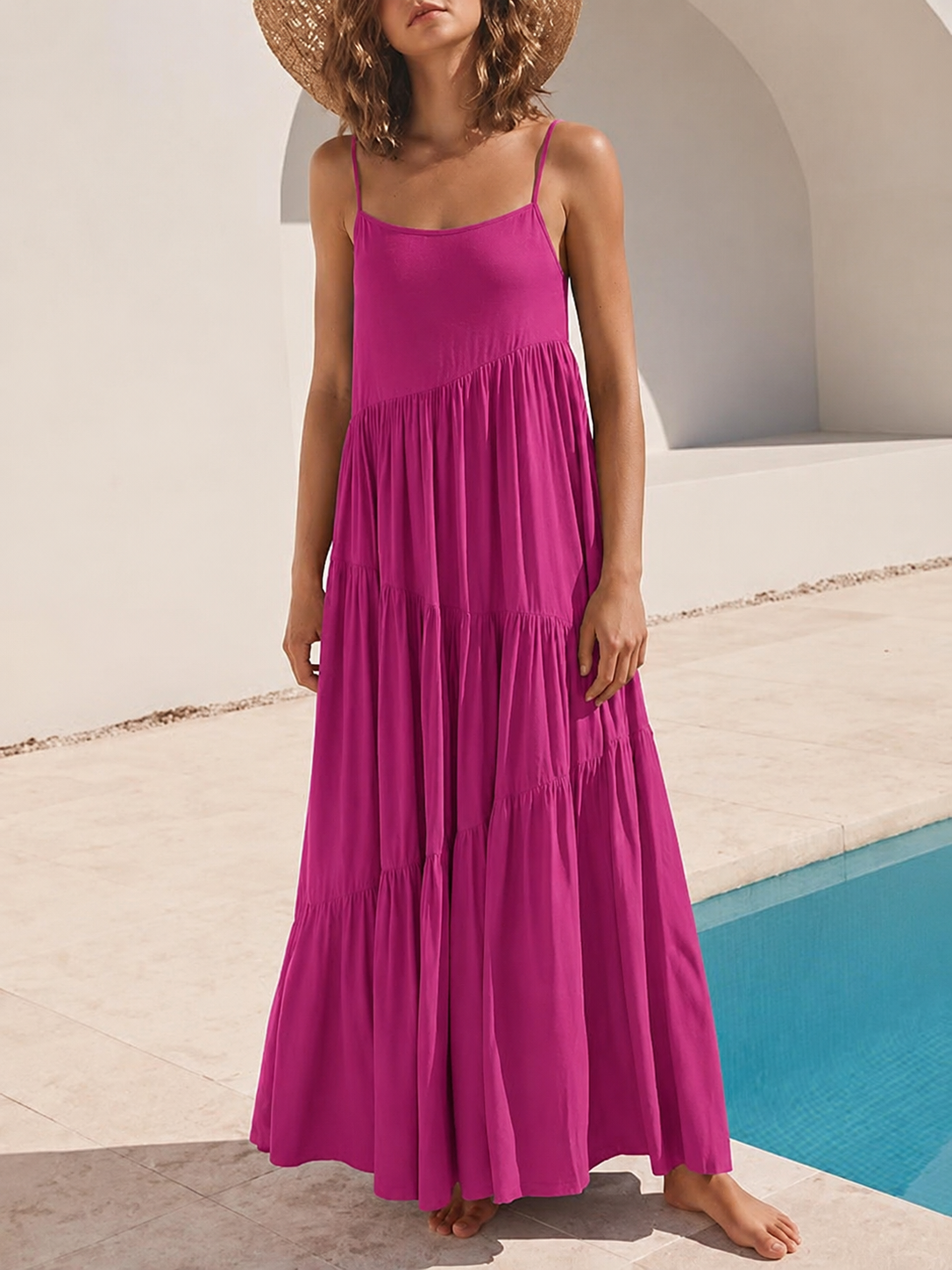 Women's Tiered Strappy Maxi Dress