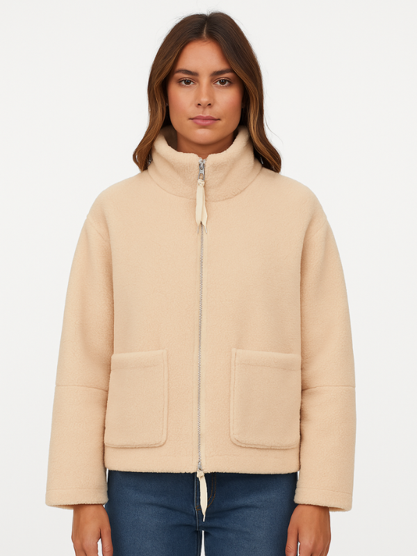 Jachetă șic oversize din fleece sherpa ultra-moale, pentru vreme rece
