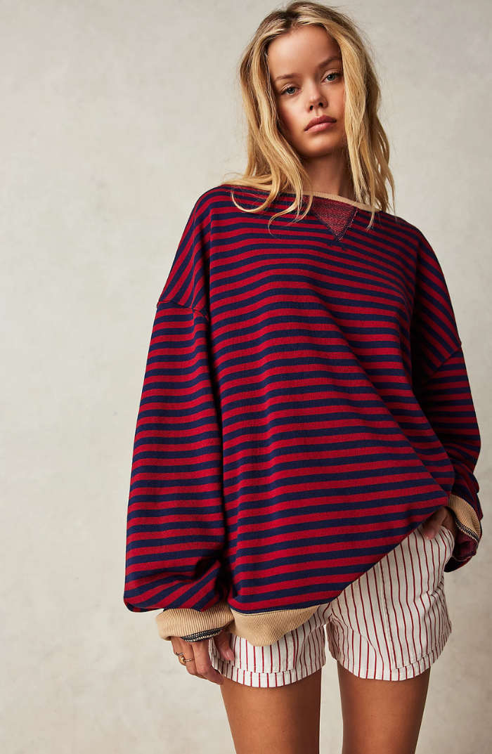 Pulover Confortabil Oversized cu Dungi