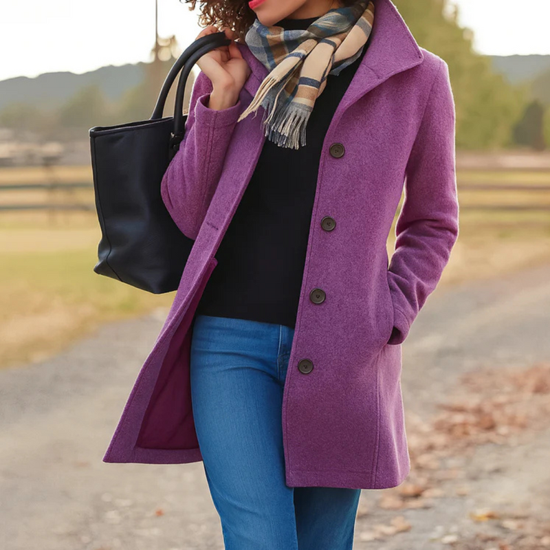Women's Tailored Coat with Double Breasted Front