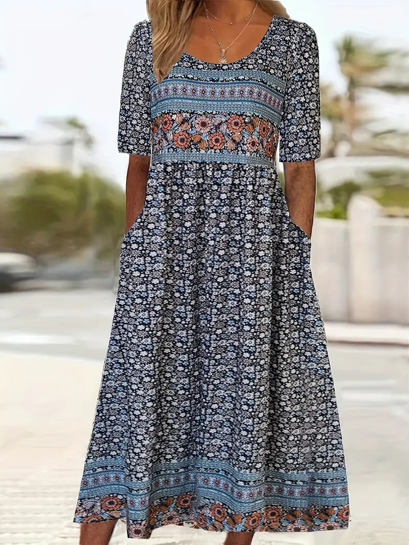 Bohemian Midi Dress with Pockets for Women - photo 2