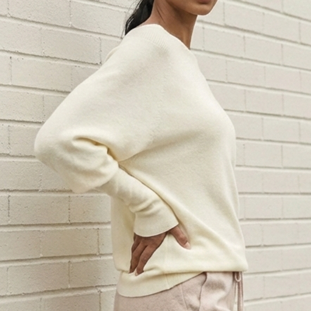 Women's Loose Knit Sweater with Dropped Shoulders