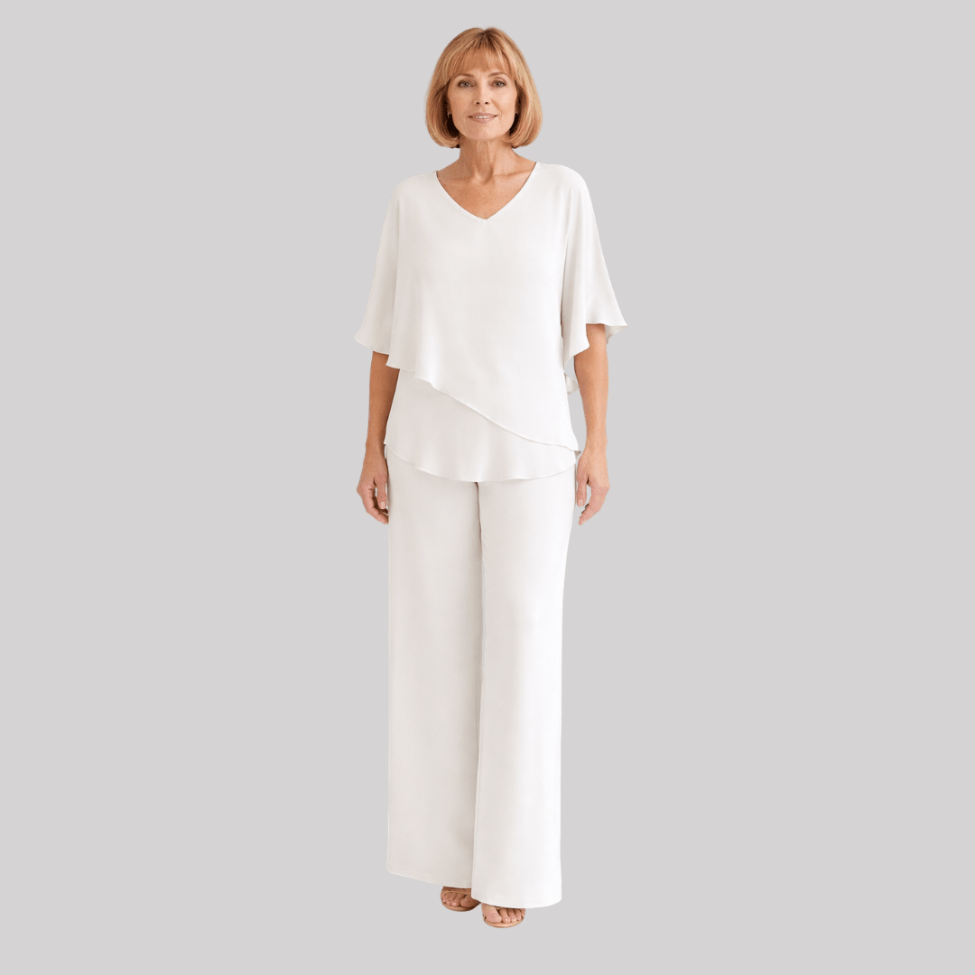 Completo donna due pezzi con scollo a V e maniche a pipistrello