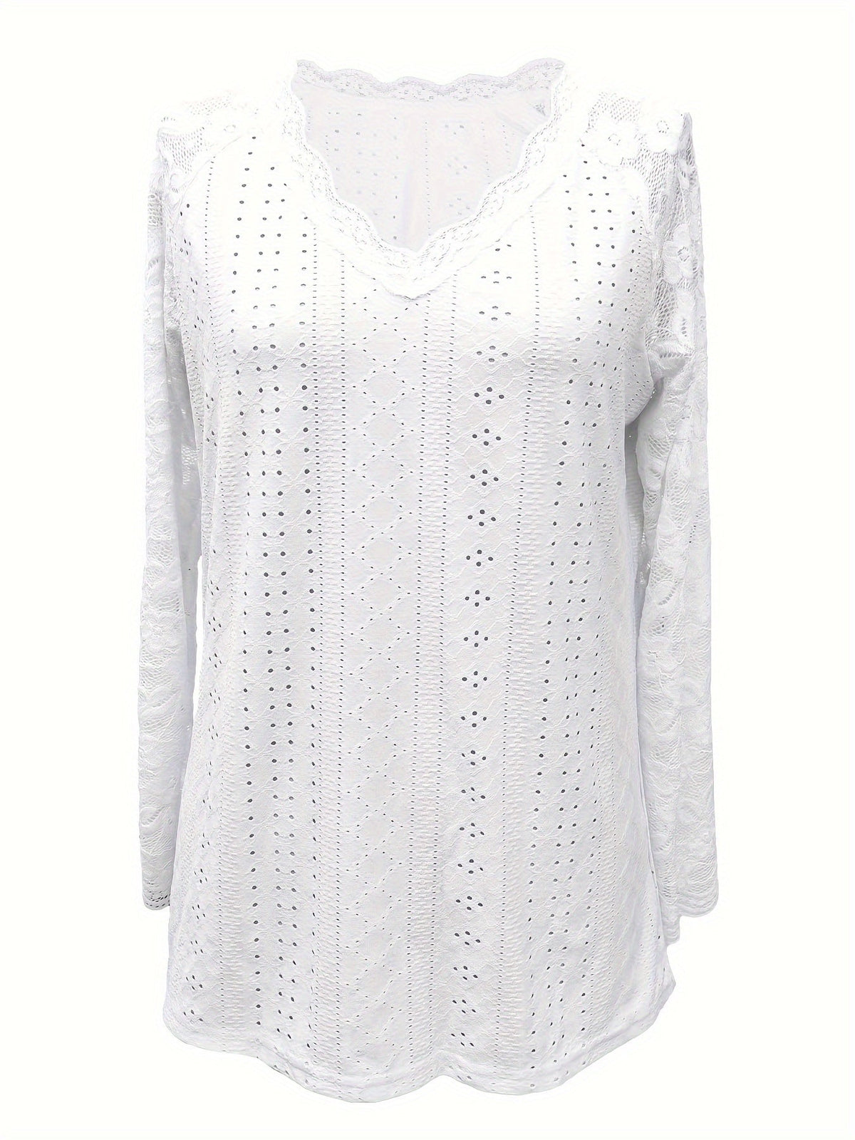 Ileana - Women's Top with Lace Sleeves and Tie Neck