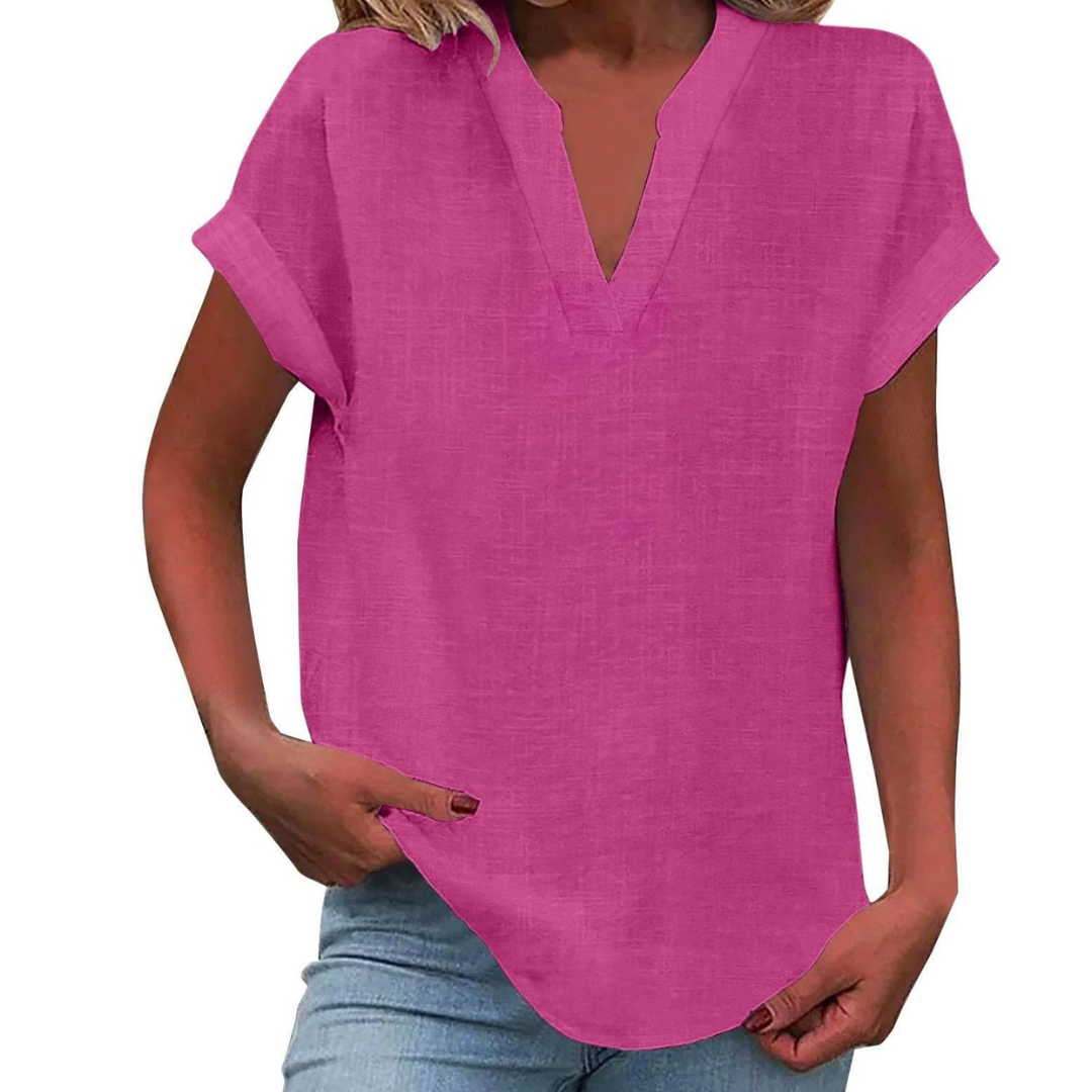 Women's V-Neck Loose Fit Summer Blouse for Everyday Wear - photo 10