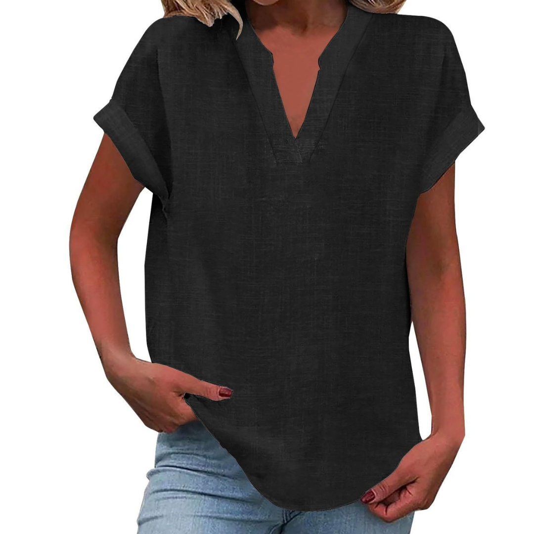 Women's V-Neck Loose Fit Summer Blouse for Everyday Wear - photo 11
