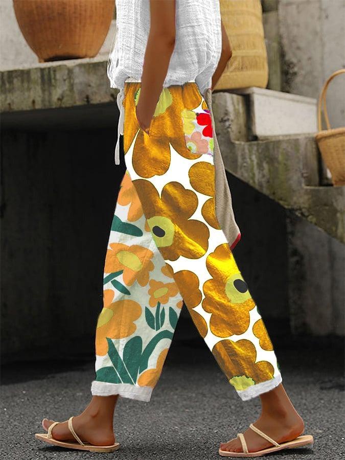 Halle - Pantaloni confortabili cu imprimeu floral