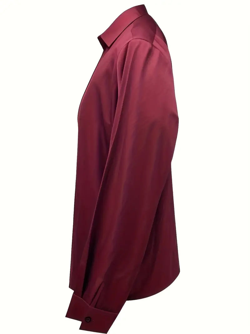 Women's V Neck Blouse with Satin Finish and Flowing Drape