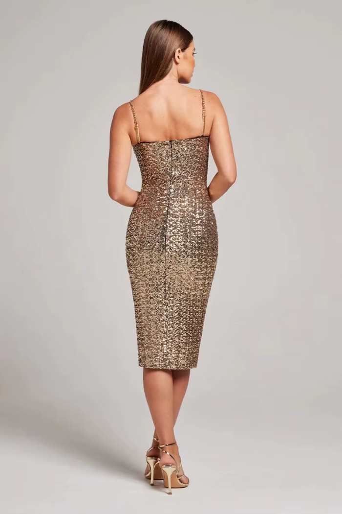 Tabatha - Women's Sparkle Midi Dress with Sleeveless Cut