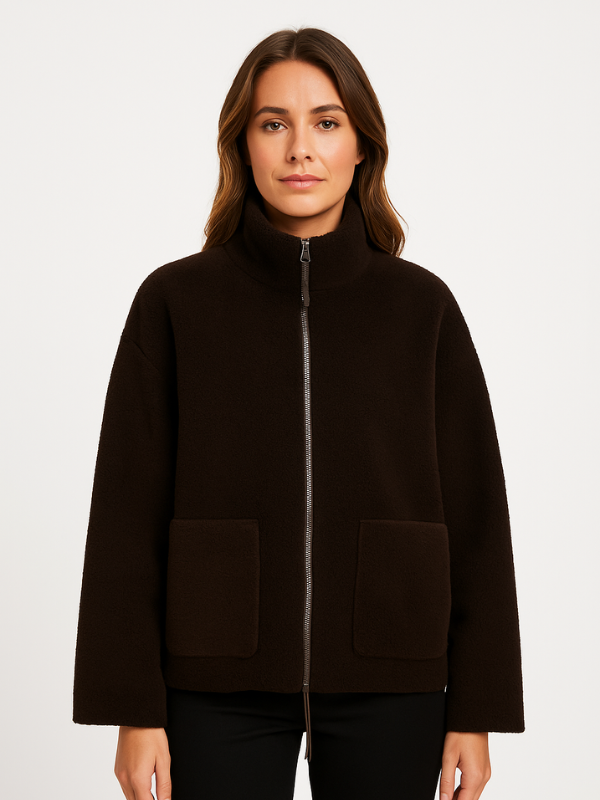 Jachetă șic oversize din fleece sherpa ultra-moale, pentru vreme rece