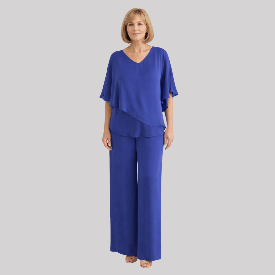 Completo donna due pezzi con scollo a V e maniche a pipistrello