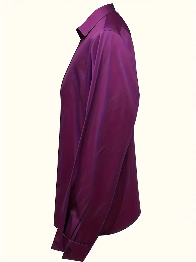 Women's V Neck Blouse with Satin Finish and Flowing Drape