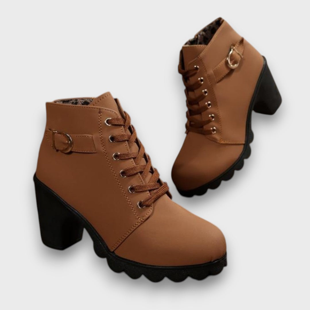 Women's Lace-Up Boots with Buckle Detail