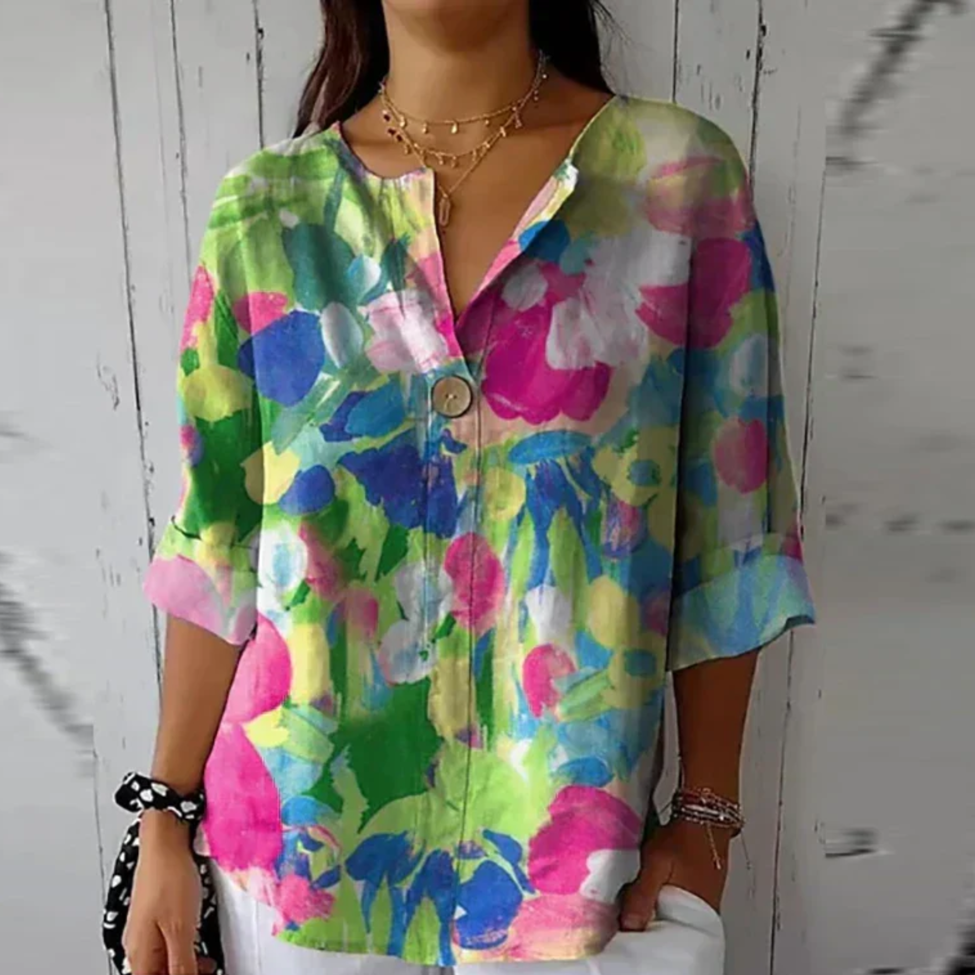Women's Floral V-Neck Summer Blouse for Warm Days - photo 8