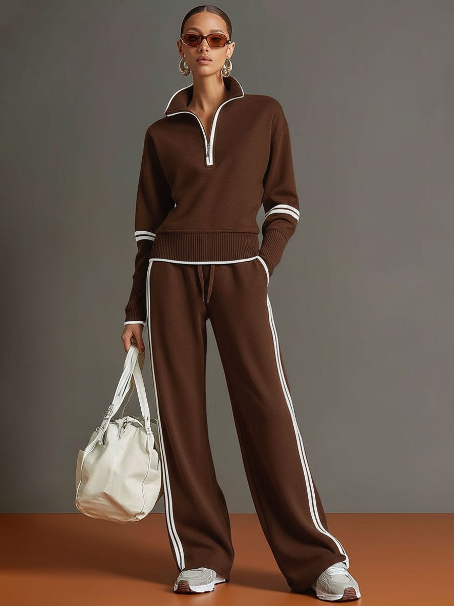 Women's Half-Zip Sweatshirt & Wide-Leg Trouser Co-Ord Set - photo 8