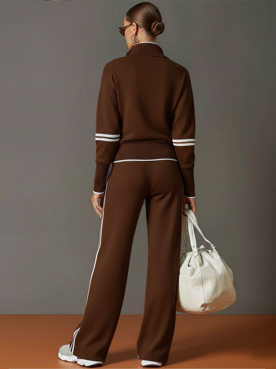Women's Half-Zip Sweatshirt & Wide-Leg Trouser Co-Ord Set - photo 9