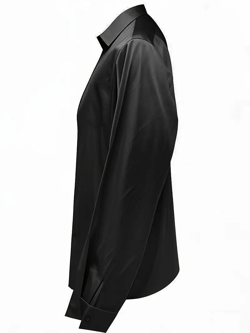 Women's V Neck Blouse with Satin Finish and Flowing Drape