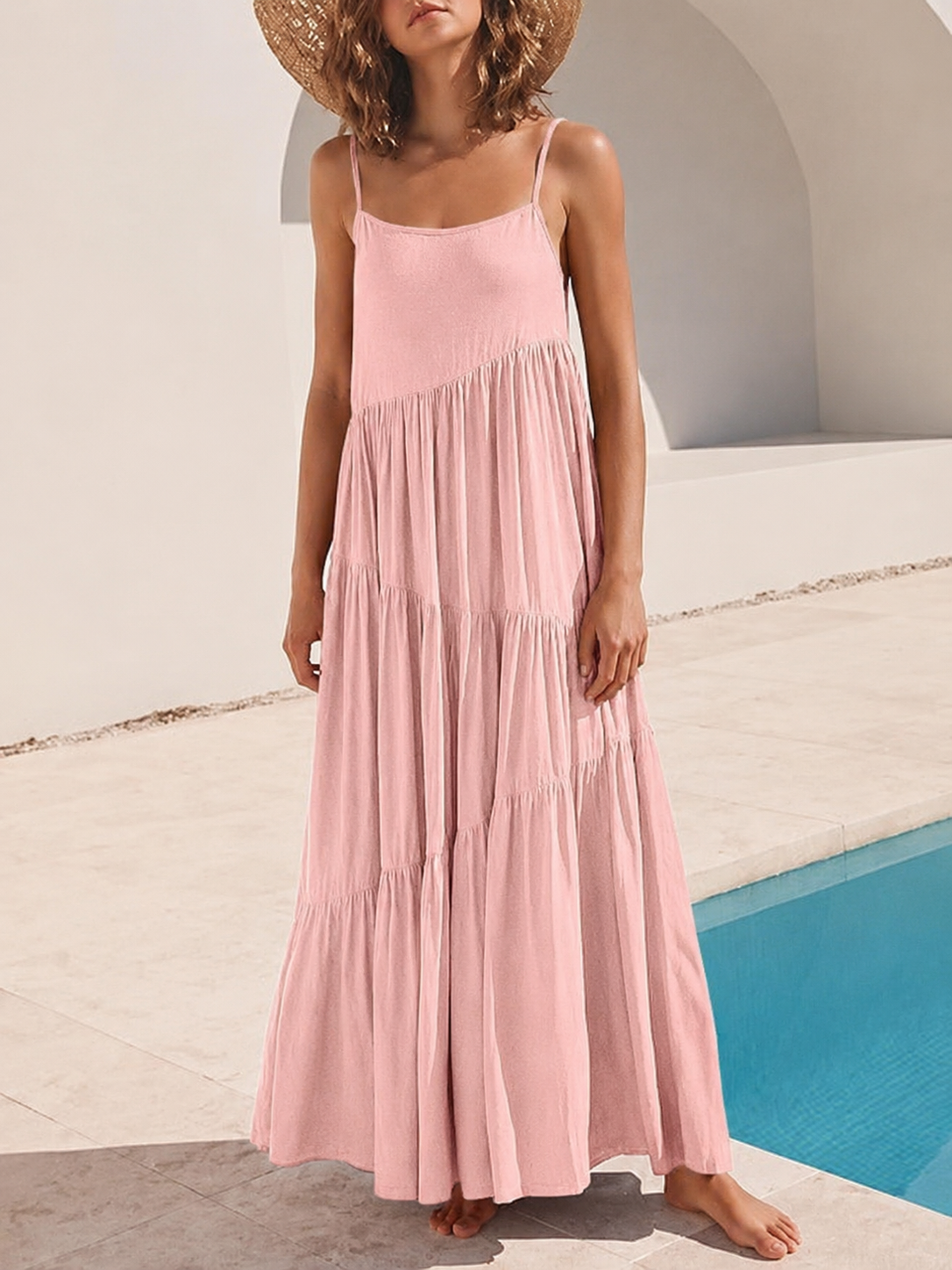 Women's Tiered Strappy Maxi Dress