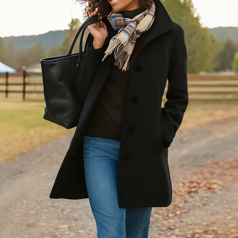 Women's Tailored Coat with Double Breasted Front