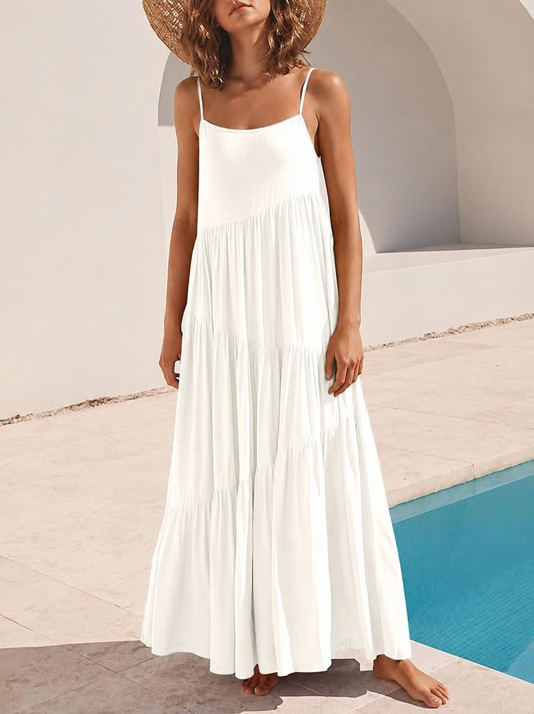 Women's Tiered Strappy Maxi Dress