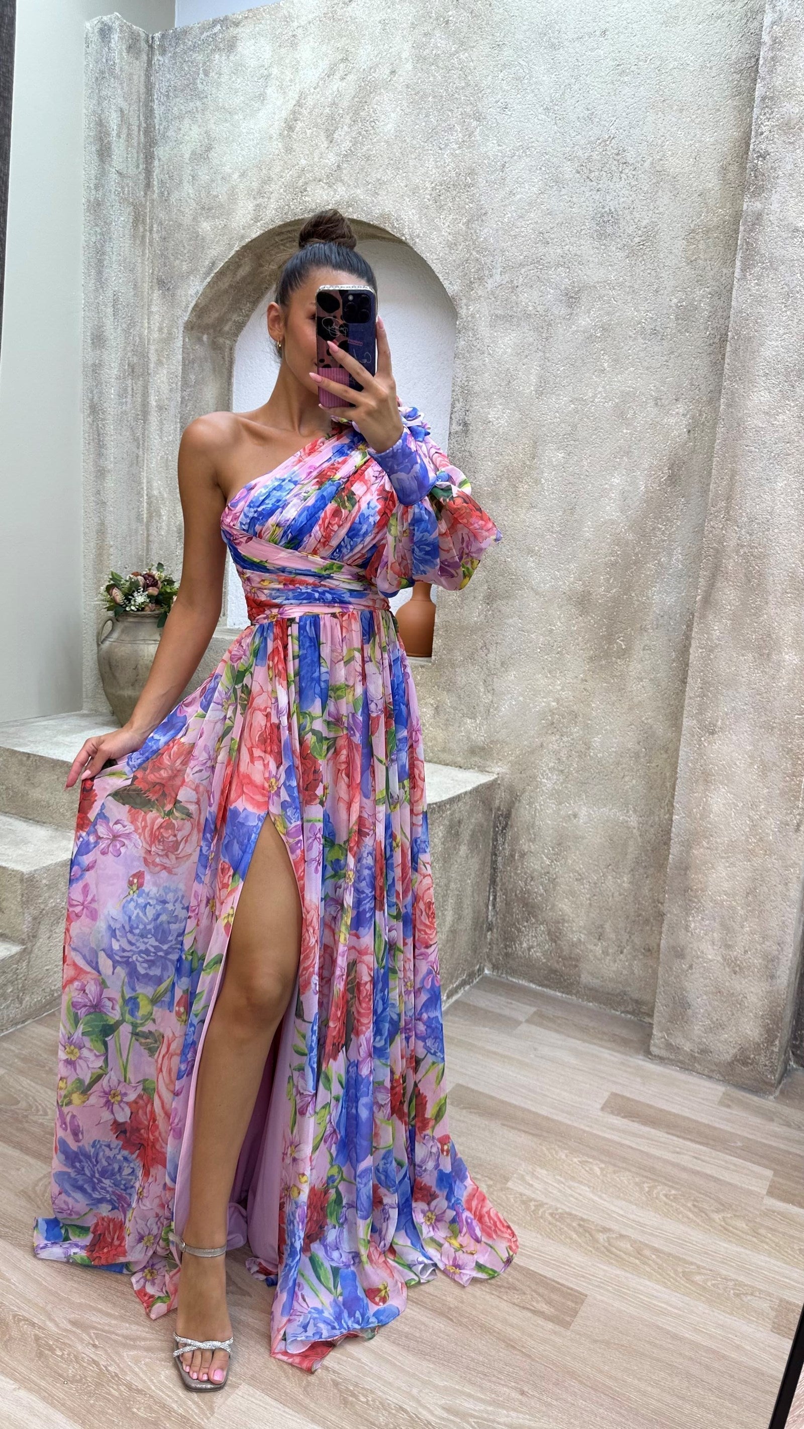 Samantha - Rochie florală pe un umăr