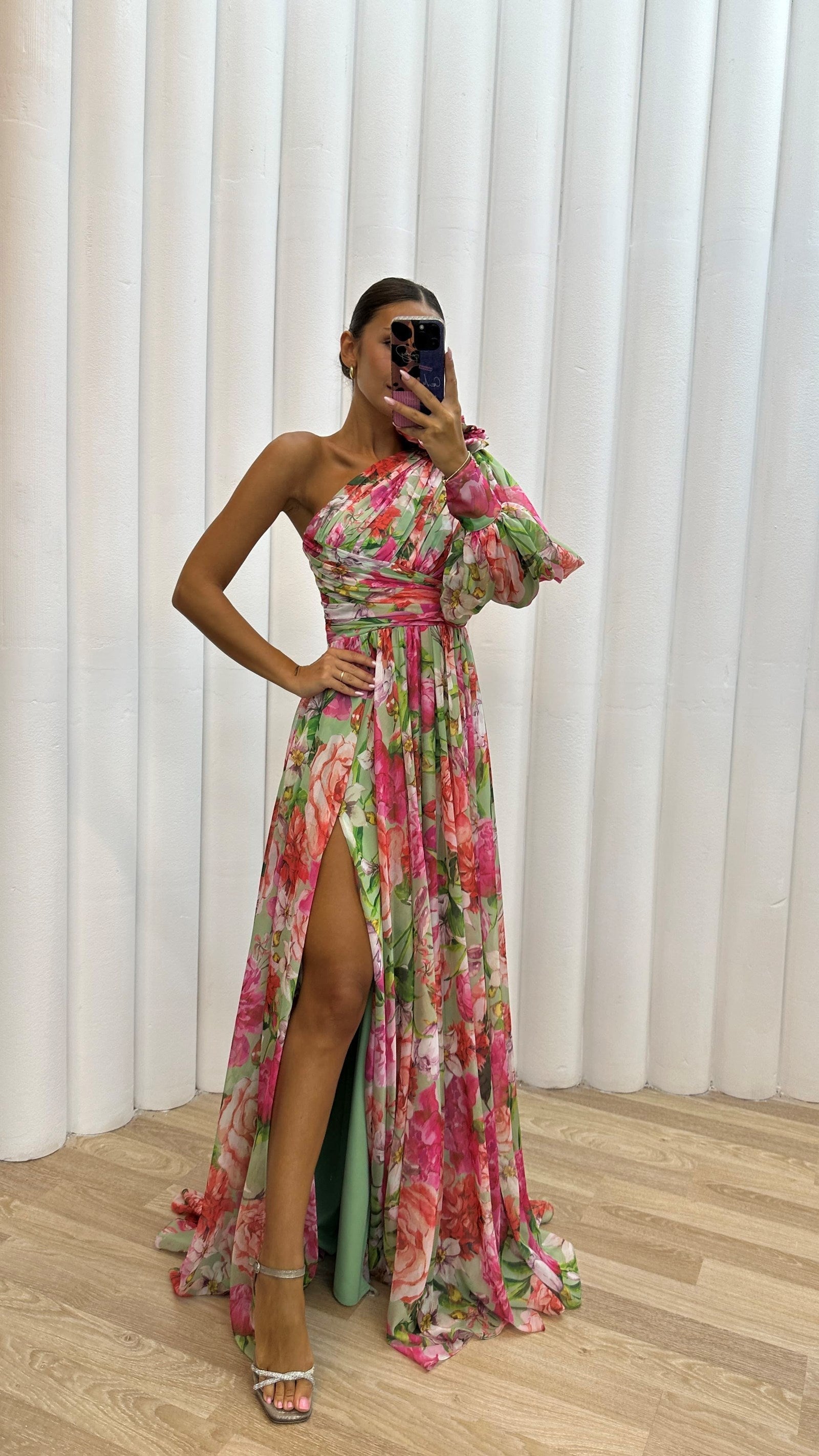Samantha - Rochie florală pe un umăr