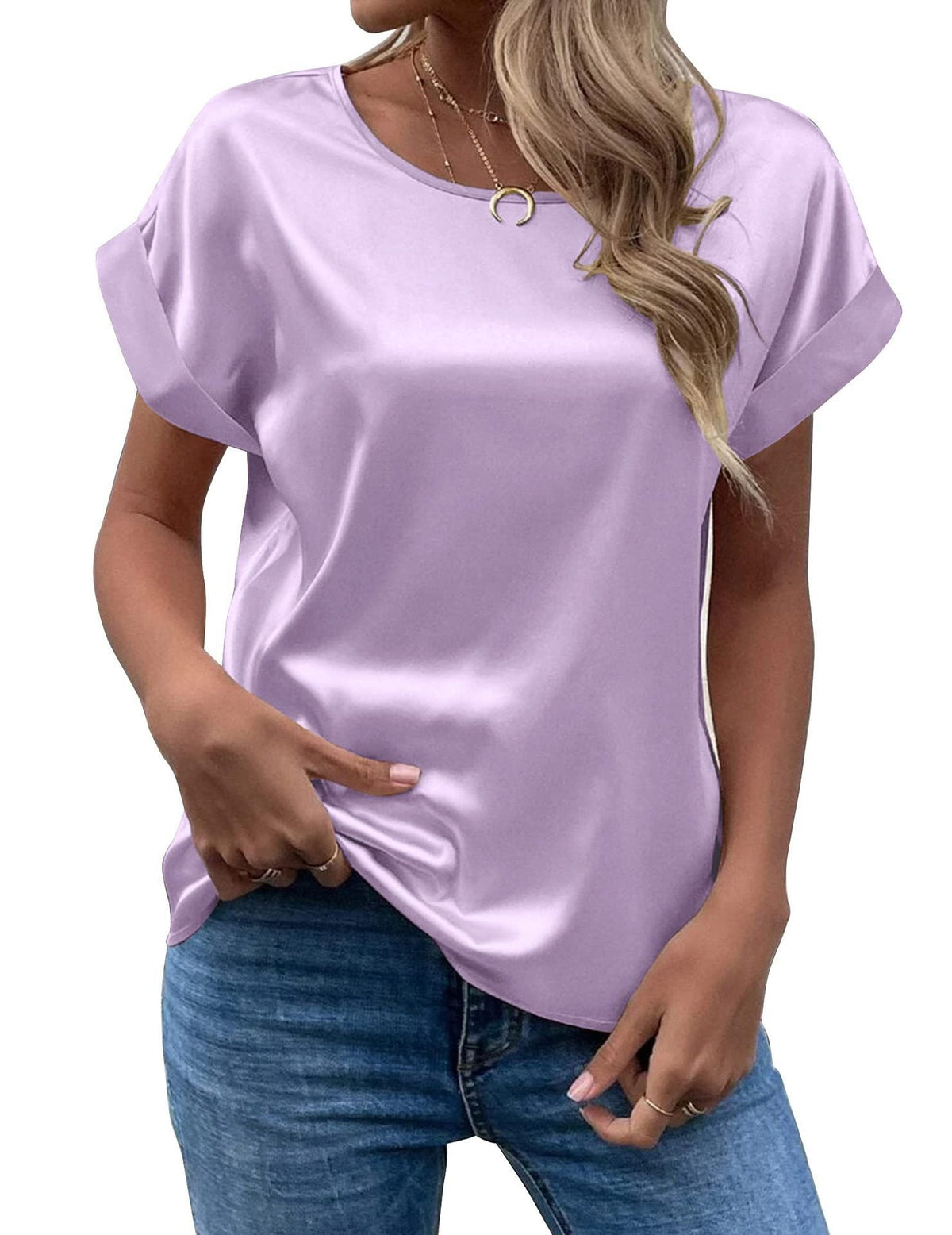 Women's Satin Top with Dolman Sleeves