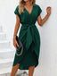 Violet | Women's Elegant V-Neckline Midi Dress