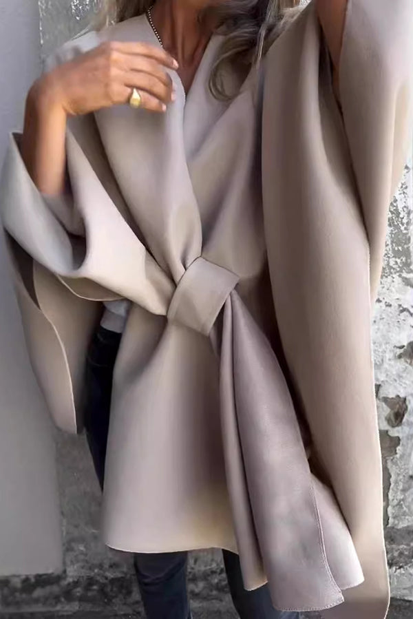 Libuse - Women's Draped Cape with Open Front