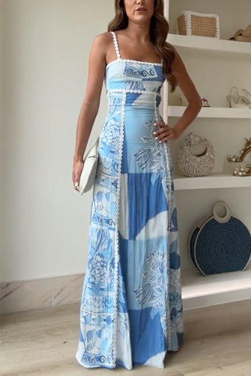 Seraphina - Maxi abito con fiocco sulla schiena e fantasia stampata