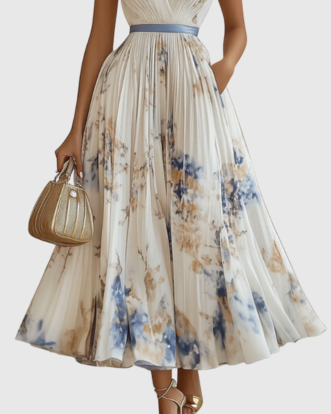 Rowella | Maxi abito elegante plissettato