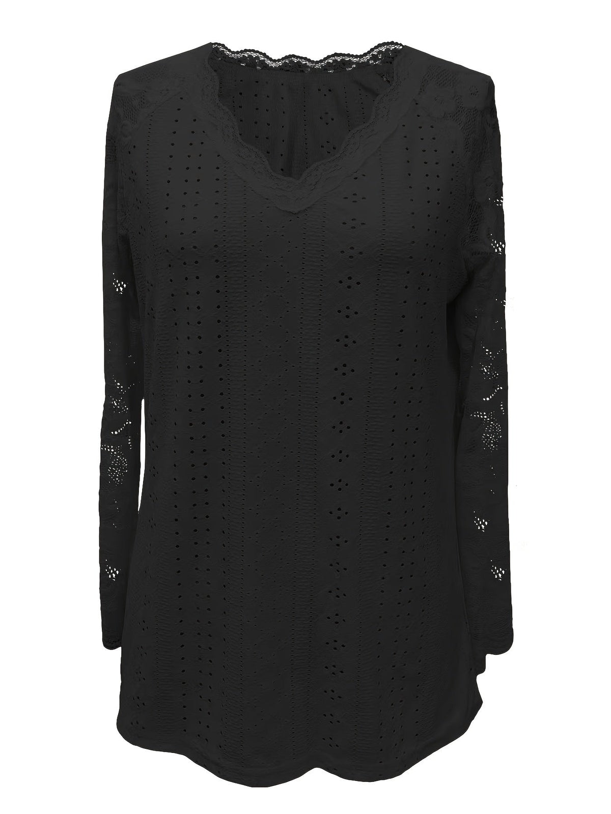 Ileana - Women's Top with Lace Sleeves and Tie Neck