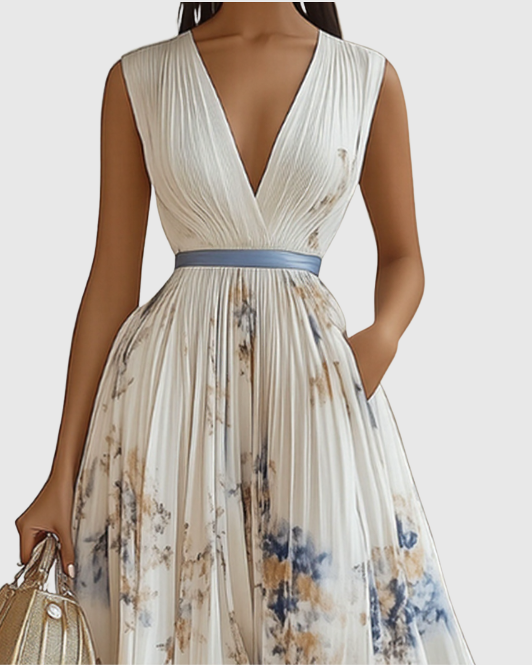 Rowella | Maxi abito elegante plissettato