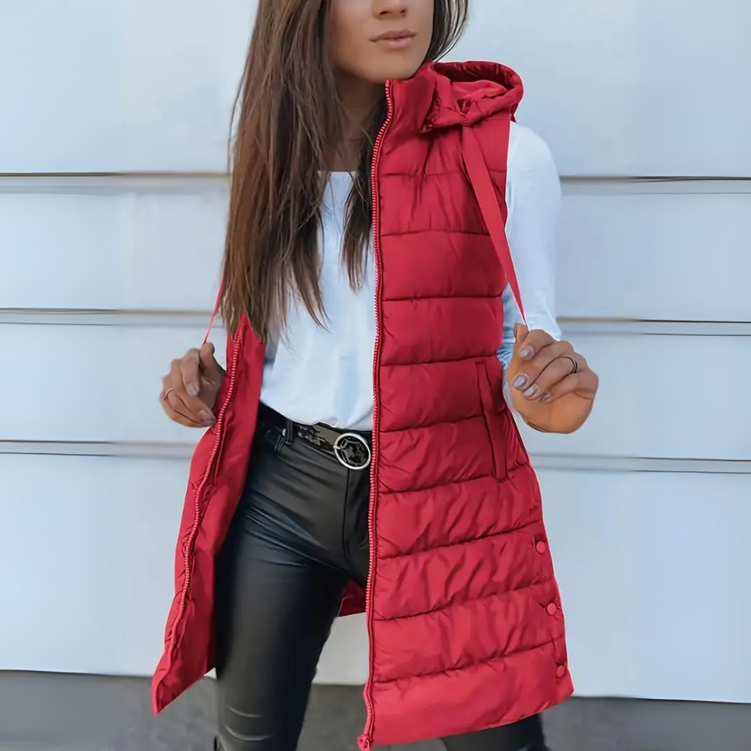 Women's Sleeveless Puffer Vest with Hood - photo 5